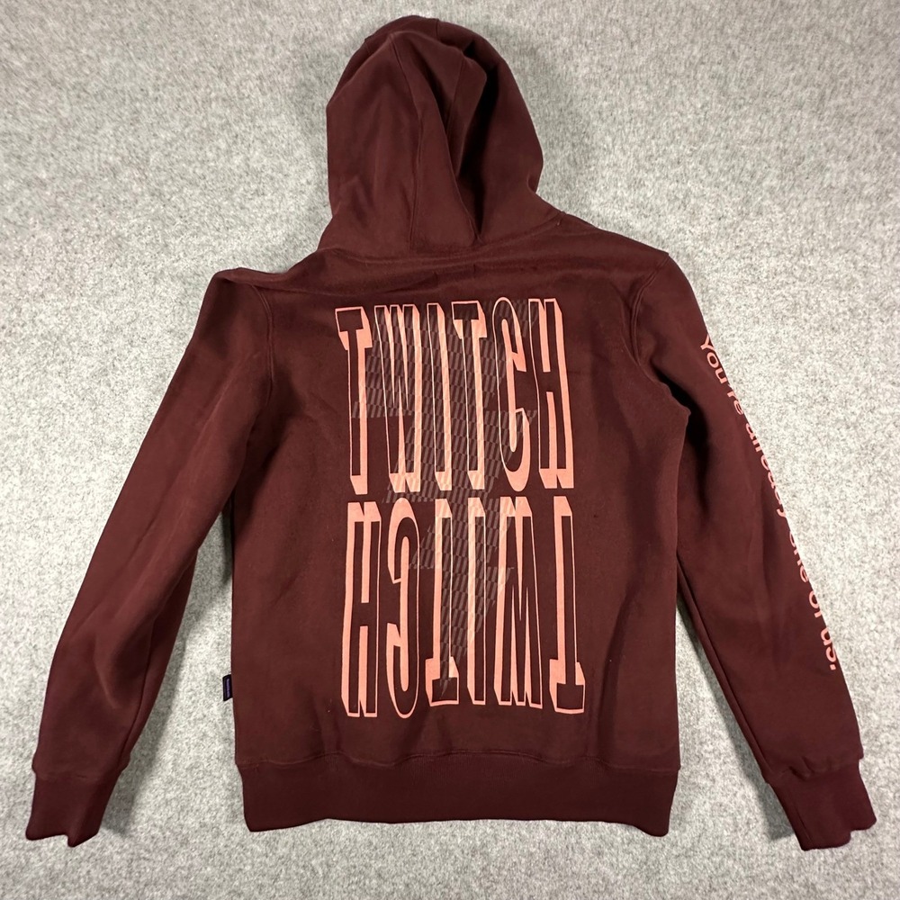 Twitch Hoodie Mens Medium Maroon Graphic Logo Pullover Sweatshirt